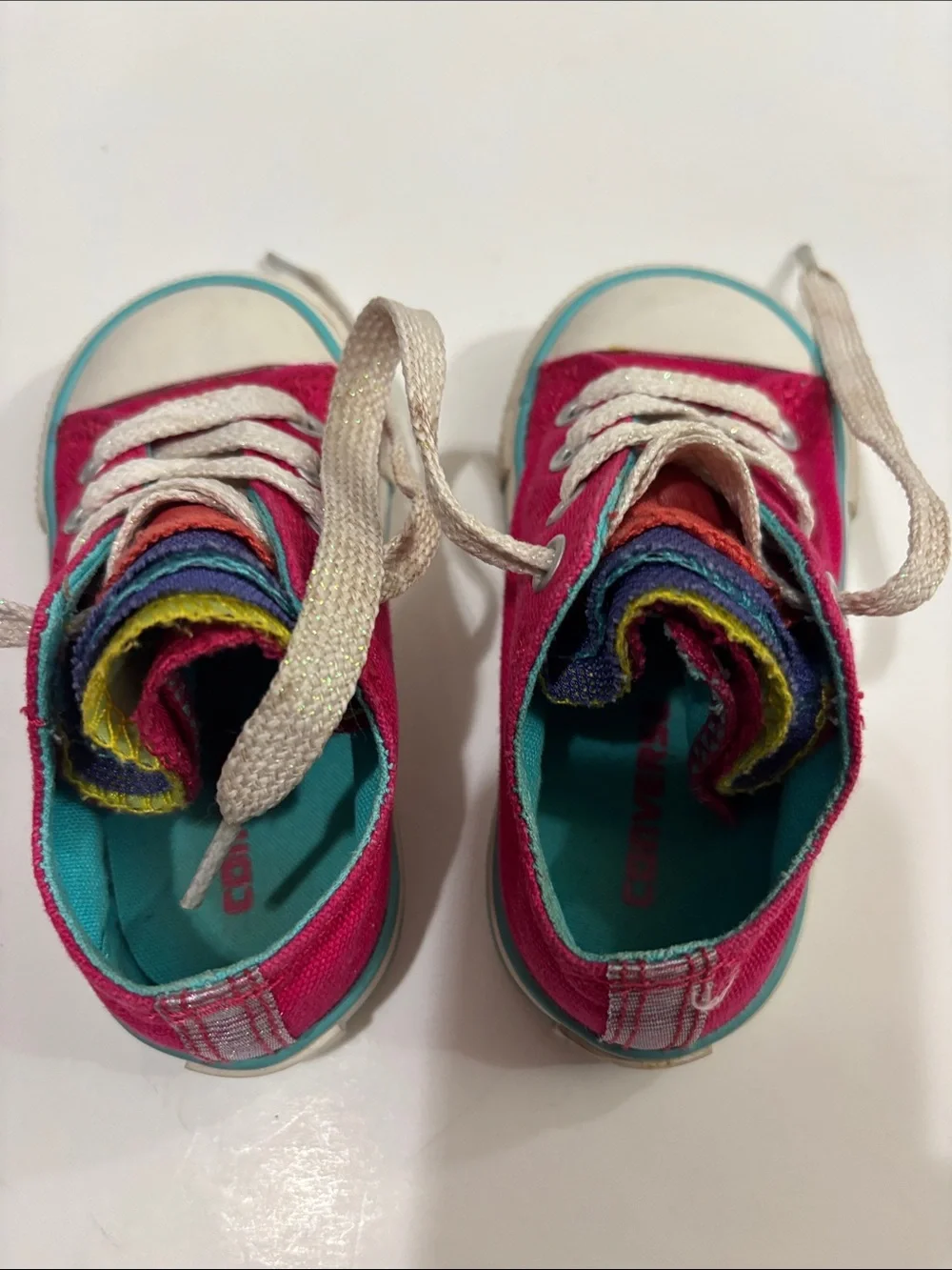 Converse Kids Fuchsia Canvas Lace-Up Sneakers with Turquoise Trim